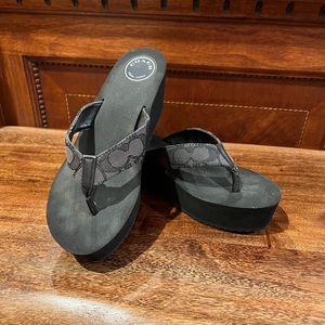 Coach black and gray wedges/sandals. Size 8B